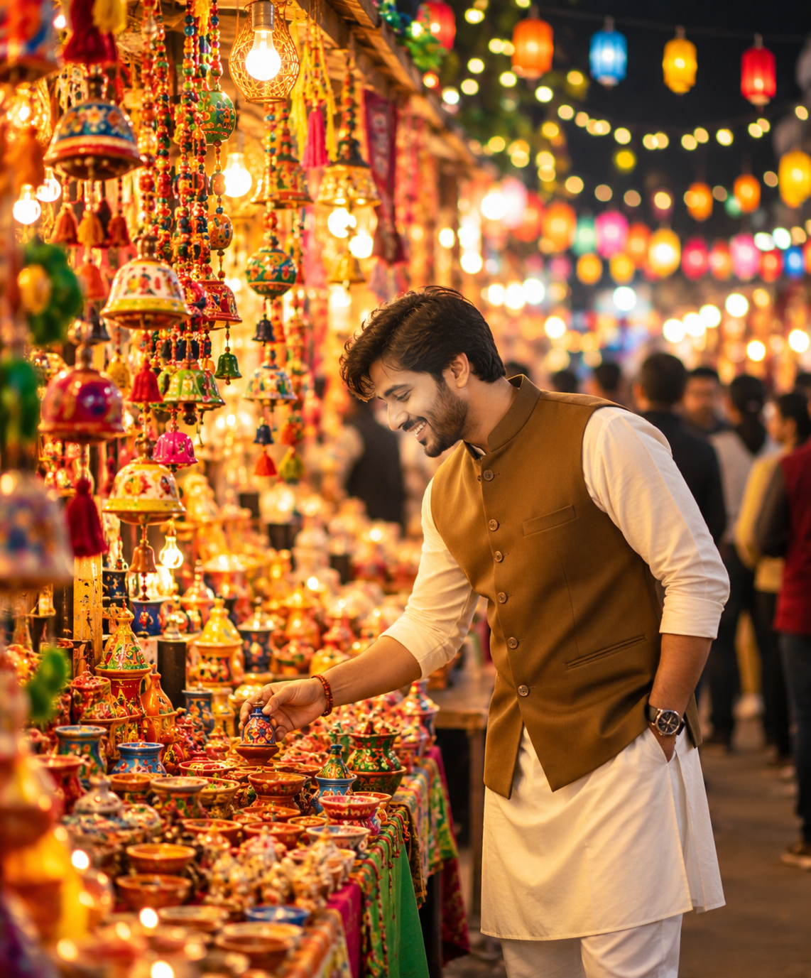 Cinematic Indian Festive Market Photography – Traditional Shopping