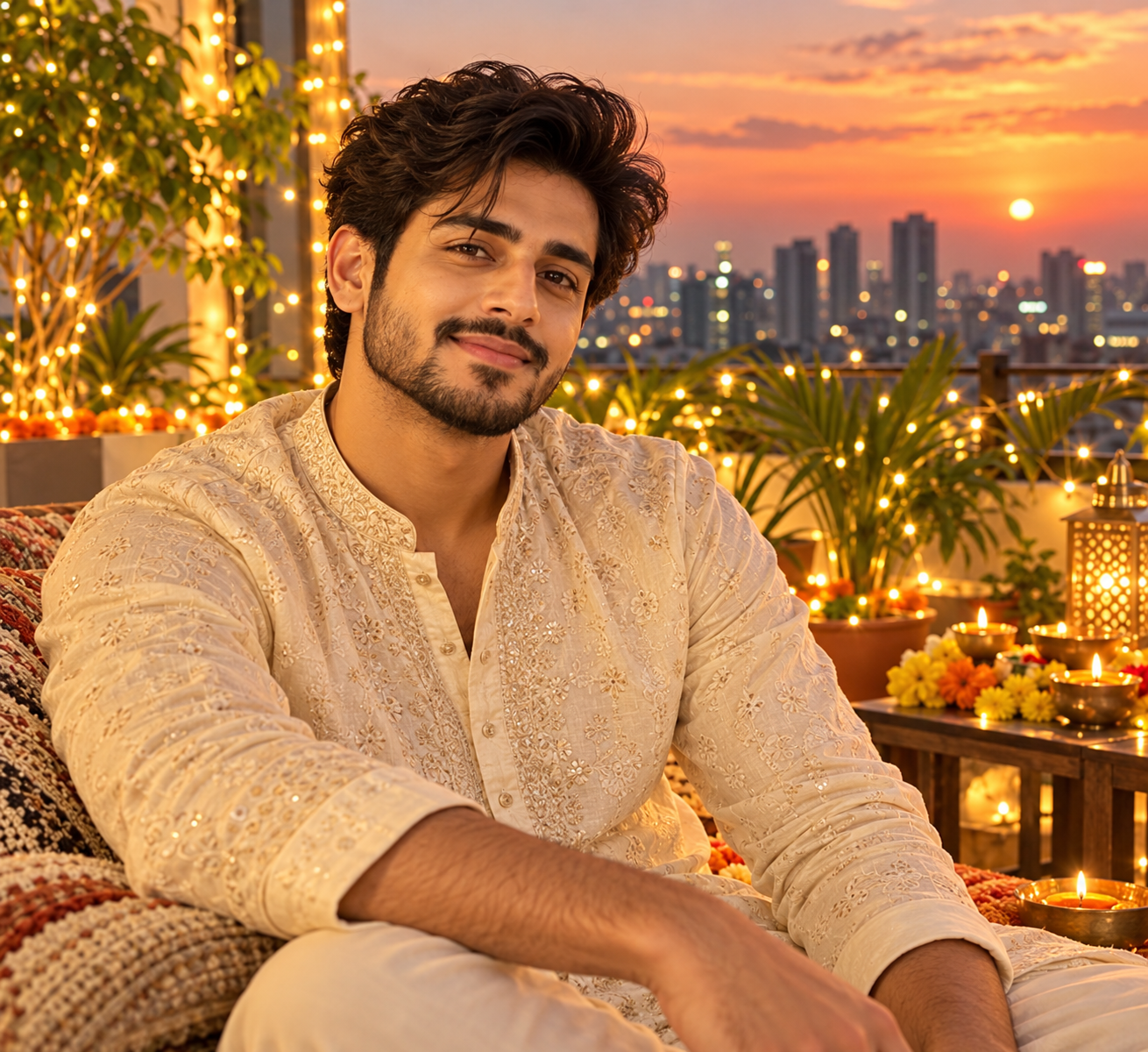 Royal Ethnic Men Portrait at a Festive Sunset